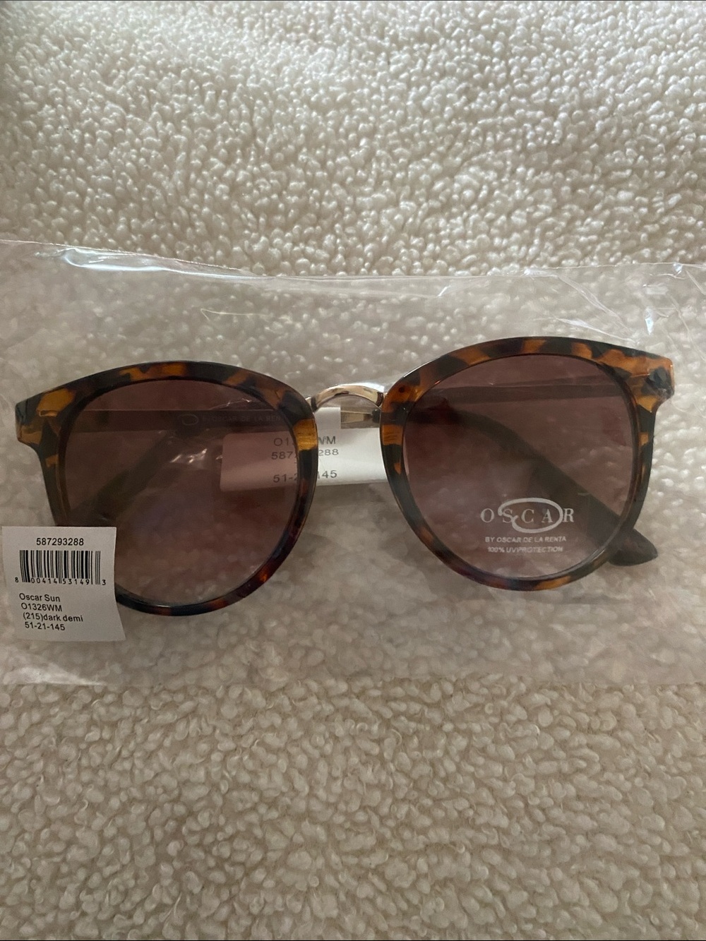 Oscar de la Renta Sunglasses Tortoise Shell Round Gold Frame New with Case